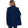imageCHICGAL Womens Fuzzy Jacket Hooded Cardigan Open Front Sherpa Coat Outwear with PocketsNavy Blue
