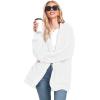imageCHICGAL Womens Fuzzy Jacket Hooded Cardigan Open Front Sherpa Coat Outwear with PocketsWhite