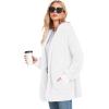 imageCHICGAL Womens Fuzzy Jacket Hooded Cardigan Open Front Sherpa Coat Outwear with PocketsWhite