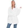 imageCHICGAL Womens Fuzzy Jacket Hooded Cardigan Open Front Sherpa Coat Outwear with PocketsWhite