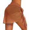 imageCHICGAL Womens Sarongs Summer Beach Wrap Shorts Bikini Bathing Suit Coverups Sheer Swimwear BrownXL