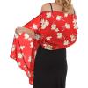 imageCHICGAL Womens Scarf Shawls and Wraps for Evening Dress Wedding Party Bridal Scarves Sarong Cover UpsRed Floral White