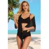 imageSwimsuit Coverups for Women Sarong Beach Bikini Wrap Sheer Short Skirt Chiffon Scarf for SwimwearBlack
