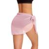 imageSwimsuit Coverups for Women Sarong Beach Bikini Wrap Sheer Short Skirt Chiffon Scarf for SwimwearPink