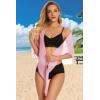 imageSwimsuit Coverups for Women Sarong Beach Bikini Wrap Sheer Short Skirt Chiffon Scarf for SwimwearPink