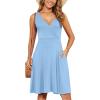 imageWEACZZY 2025 Womens Wrap V Neck Sleeveless Summer Dresses Beach Holiday Tank Dress Flowy Casual Sundress with PocketsA Light Blue