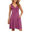 imageWEACZZY 2025 Womens Wrap V Neck Sleeveless Summer Dresses Beach Holiday Tank Dress Flowy Casual Sundress with PocketsA Mauve
