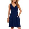 imageWEACZZY 2025 Womens Wrap V Neck Sleeveless Summer Dresses Beach Holiday Tank Dress Flowy Casual Sundress with PocketsA Navy Blue