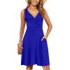 imageWEACZZY 2025 Womens Wrap V Neck Sleeveless Summer Dresses Beach Holiday Tank Dress Flowy Casual Sundress with PocketsA Royal Blue