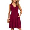 imageWEACZZY 2025 Womens Wrap V Neck Sleeveless Summer Dresses Beach Holiday Tank Dress Flowy Casual Sundress with PocketsA Wine Red