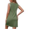 imageWEACZZY Summer Dresses for Women 2025 Casual Crewneck Fit Beach Vacation Dress Sleeveless Loose Sundress with PocketsArmy Green