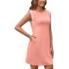 imageWEACZZY Summer Dresses for Women 2025 Casual Crewneck Fit Beach Vacation Dress Sleeveless Loose Sundress with PocketsDark Pink