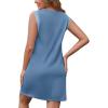 imageWEACZZY Summer Dresses for Women 2025 Casual Crewneck Fit Beach Vacation Dress Sleeveless Loose Sundress with PocketsDenim Blue