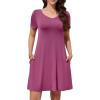 imageWEACZZY Summer Dresses for Women 2025 VNeck Casual T Shirt Dress Loose Short Sleeve Flowy Dresses with Pockets01 Mauve
