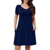 imageWEACZZY Summer Dresses for Women 2025 VNeck Casual T Shirt Dress Loose Short Sleeve Flowy Dresses with Pockets01 Navy Blue