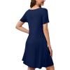 imageWEACZZY Summer Dresses for Women 2025 VNeck Casual T Shirt Dress Loose Short Sleeve Flowy Dresses with Pockets01 Navy Blue