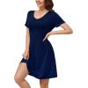 imageWEACZZY Summer Dresses for Women 2025 VNeck Casual T Shirt Dress Loose Short Sleeve Flowy Dresses with Pockets01 Navy Blue