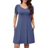 imageWEACZZY Summer Dresses for Women 2025 VNeck Casual T Shirt Dress Loose Short Sleeve Flowy Dresses with Pockets01 Purple Gray