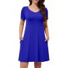 imageWEACZZY Summer Dresses for Women 2025 VNeck Casual T Shirt Dress Loose Short Sleeve Flowy Dresses with Pockets01 Royal Blue