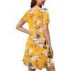imageWEACZZY Summer Dresses for Women 2025 VNeck Casual T Shirt Dress Loose Short Sleeve Flowy Dresses with PocketsGreen Leaf Yellow