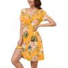 imageWEACZZY Summer Dresses for Women 2025 VNeck Casual T Shirt Dress Loose Short Sleeve Flowy Dresses with PocketsGreen Leaf Yellow