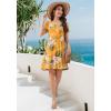 imageWEACZZY Summer Dresses for Women 2025 VNeck Casual T Shirt Dress Loose Short Sleeve Flowy Dresses with PocketsGreen Leaf Yellow