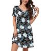 imageWEACZZY Summer Dresses for Women 2025 VNeck Casual T Shirt Dress Loose Short Sleeve Flowy Dresses with PocketsWhite Lily