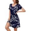 imageWEACZZY Summer Dresses for Women 2025 VNeck Casual T Shirt Dress Loose Short Sleeve Flowy Dresses with PocketsWhite Navy