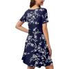 imageWEACZZY Summer Dresses for Women 2025 VNeck Casual T Shirt Dress Loose Short Sleeve Flowy Dresses with PocketsWhite Navy
