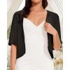 imageWomen Bolero Shrug Cardigan Open Front Cover Up Sheer Short Sleeve Kimonos for Evening DressAblack