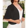 imageWomen Bolero Shrug Cardigan Open Front Cover Up Sheer Short Sleeve Kimonos for Evening DressAblack