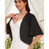imageWomen Bolero Shrug Cardigan Open Front Cover Up Sheer Short Sleeve Kimonos for Evening DressAblack