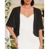 imageWomen Bolero Shrug Cardigan Open Front Cover Up Sheer Short Sleeve Kimonos for Evening DressAblack