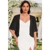 imageWomen Bolero Shrug Cardigan Open Front Cover Up Sheer Short Sleeve Kimonos for Evening DressAblack