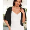 imageWomen Bolero Shrug Cardigan Open Front Cover Up Sheer Short Sleeve Kimonos for Evening DressAblack