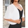 imageWomen Bolero Shrug Cardigan Open Front Cover Up Sheer Short Sleeve Kimonos for Evening DressAwhite