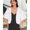imageWomen Bolero Shrug Cardigan Open Front Cover Up Sheer Short Sleeve Kimonos for Evening DressAwhite