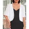 imageWomen Bolero Shrug Cardigan Open Front Cover Up Sheer Short Sleeve Kimonos for Evening DressAwhite