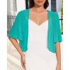 imageWomen Bolero Shrug Cardigan Open Front Cover Up Sheer Short Sleeve Kimonos for Evening DressBlue Green