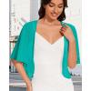imageWomen Bolero Shrug Cardigan Open Front Cover Up Sheer Short Sleeve Kimonos for Evening DressBlue Green