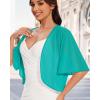 imageWomen Bolero Shrug Cardigan Open Front Cover Up Sheer Short Sleeve Kimonos for Evening DressBlue Green