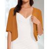 imageWomen Bolero Shrug Cardigan Open Front Cover Up Sheer Short Sleeve Kimonos for Evening DressCaramel Brown