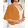imageWomen Bolero Shrug Cardigan Open Front Cover Up Sheer Short Sleeve Kimonos for Evening DressCaramel Brown