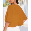 imageWomen Bolero Shrug Cardigan Open Front Cover Up Sheer Short Sleeve Kimonos for Evening DressCaramel Brown