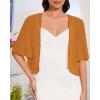 imageWomen Bolero Shrug Cardigan Open Front Cover Up Sheer Short Sleeve Kimonos for Evening DressCaramel Brown