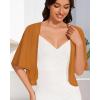 imageWomen Bolero Shrug Cardigan Open Front Cover Up Sheer Short Sleeve Kimonos for Evening DressCaramel Brown
