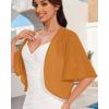 imageWomen Bolero Shrug Cardigan Open Front Cover Up Sheer Short Sleeve Kimonos for Evening DressCaramel Brown