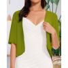 imageWomen Bolero Shrug Cardigan Open Front Cover Up Sheer Short Sleeve Kimonos for Evening DressDark Green