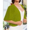 imageWomen Bolero Shrug Cardigan Open Front Cover Up Sheer Short Sleeve Kimonos for Evening DressDark Green