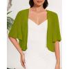 imageWomen Bolero Shrug Cardigan Open Front Cover Up Sheer Short Sleeve Kimonos for Evening DressDark Green